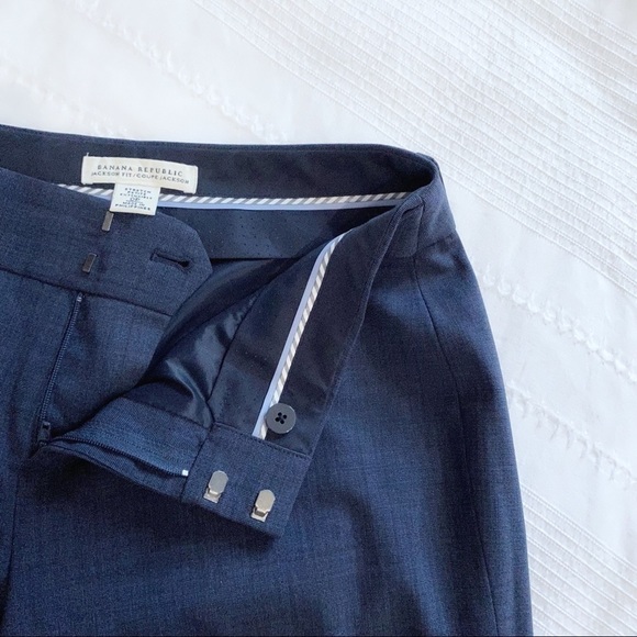 𝅺BANANA REPUBLIC PETITE WOOL BLEND NAVY JACKSON FIT STRAIGHT LEG  TROUSER PANTS - Picture 6 of 9